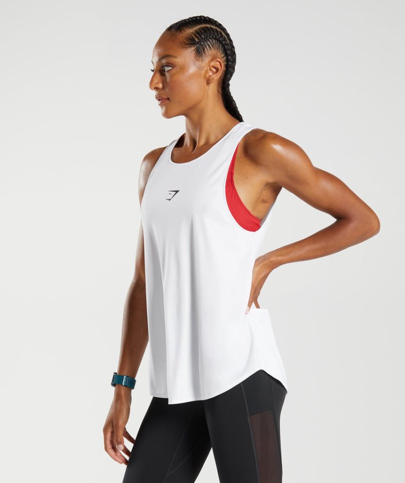 Women's Gymshark Training Brandmark Tanks White | NZ 7JAFPW